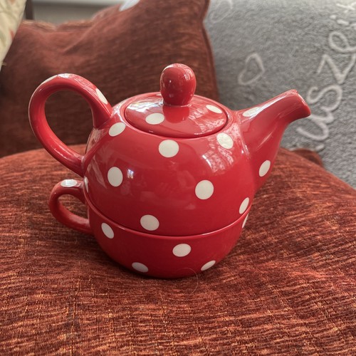 Red white ceramic dotty - white,