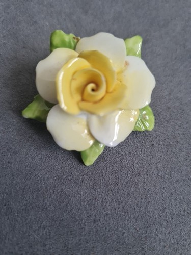 Coalport china flower brooch - coalport,