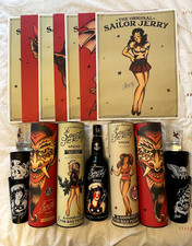 Sailor Jerry Collection. Ltd edition bottle, Tins, Posters, shot glasses, beaker