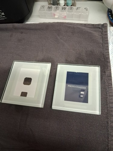 Two glass photo coasters - photo,