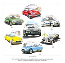 CLASSIC CITROEN - FINE ART PRINT - DS19, SM, GS, D Super, 15 Six & 2CV models