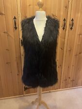 Black faux fur gilet boho shaggy style women’s size medium UK 10 - long length  