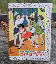 Vtg Children Playing Party Games Christmas 1930's Used Greeting Card (EB10367)
