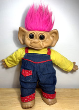 Vintage 1980's Uneeda Girl Troll Doll Original Clothing Large 16" Pink Hair RARE