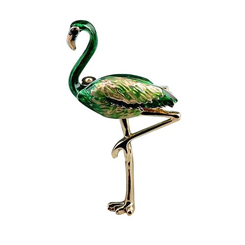 Metal flamingo brooch enamel - brooch,