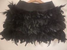 Stradivarius Women's Black Real Ostrich Feathers Short Skirt Size S