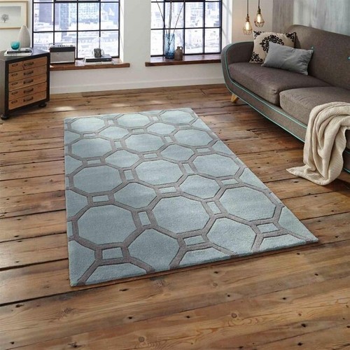 Blue and grey rug - blue, luxurious