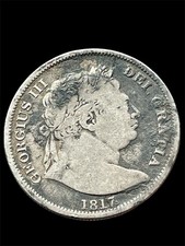 1817 King George III Milled Silver Half Crown Bull Head Coin