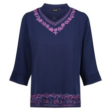 Boho Hippy Tunic Top Navy Blue