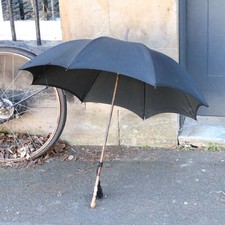 Antique Victorian Black Silk Parasol / Umbrella
