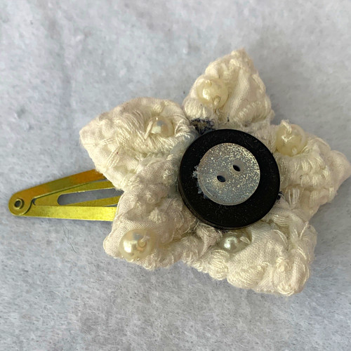White black fabric flower - white,