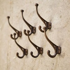 6x Coat Wall Hooks Cast Iron