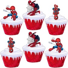 Spiderman # Stand Up Cup Cake Toppers Edible Birthday Party Decorations