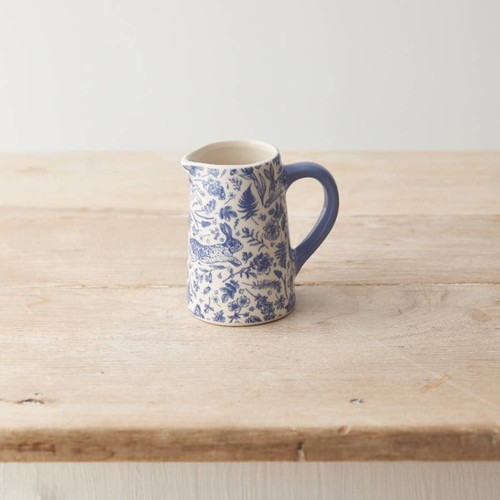 Blue hare floral jug 9cm - hare,