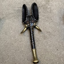 Vintage 1970’s African Elephant Mask Art Nigeria Coin Hand Made Tribal