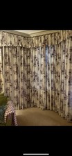 Luxury Floral Pencil Pleat Curtains & Valance Set Cream Purple Corner Fit