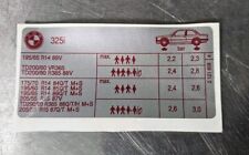 BMW E30 325i Sport M Tech 1 M Tech 2  Tyre Pressure Decal Oem Quality NOS
