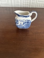 Enoch Wedgwood Blue & White Miniature Creamer Jug Woodland