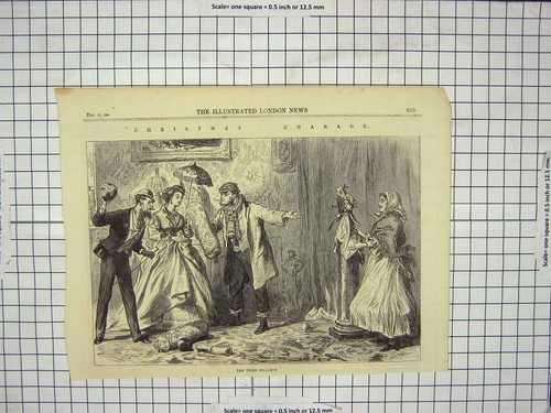Original old antique print - old,