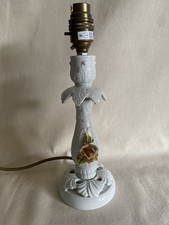 Vintage White Capodimonte Porcelain Table Lamp Homeware Light Lighting Italian