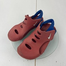 NIKE Sunray Sandals 13.5 Red Blue Boys Beach Rubber Summer Shoes