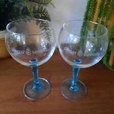 2 x Bombay Sapphire - Large Tall Balloon Gin Glasses Blue Stem