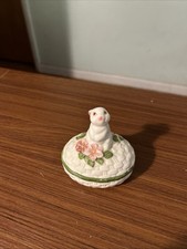 Easter Bunny Luv Hand Painted Ceramic Trinket Box Avon 1982 Original Box
