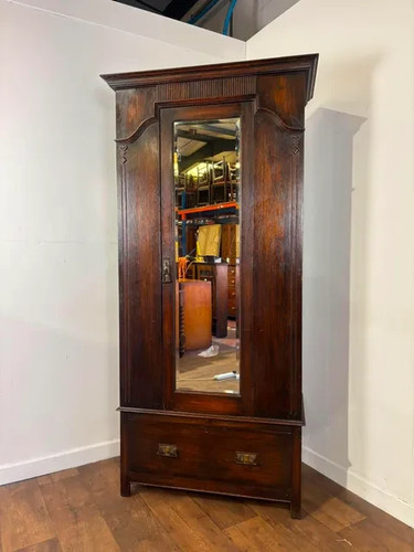 Vintage oak hall wardrobe - oak,