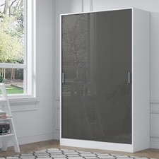 2 Door Sliding Wardrobe - Grey Gloss Fronts & Matt White Carcass REFLECT