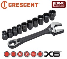 Crescent CPTAW8 11 Piece X6™ Pass-Thru™ Adjustable Wrench Ratchet Set (6in1)
