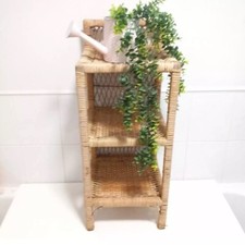 Vintage Wicker Rattan 3-Tier Shelf Unit Plant Stand Bedside Table Boho