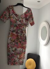 DIVA CATWALK FLORAL PRINT WIGGLE MIDI DRESS SIZE  S UK 8