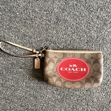 Coach Brown Logo Wristlet
