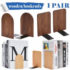 1 Pair Heavy Duty Wooden Bookends Support L-Shaped Book Ends for Home Office