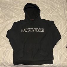 Supreme Cord Collegiate Logo Hooded Sweatshirt Black Medium  Rare Vintage Ss18