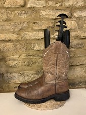 Cuatralda Brown Embroidered Leather Cowboy Boots Men’s Size UK 8 US 9 Western