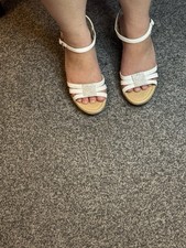 Sandals White Scrappy Wedge Bridal Diamate Detail UK Size 5 EU 38