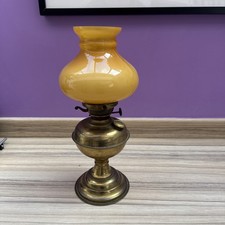 Vintage Brass oil Lamp and Shade. Untested 37cm tall. 16cm wide shade