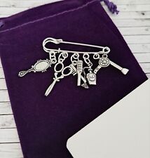 Hairdresser stylist hairdryer, Scissors, mirror, comb, brush, bag charm gift bag