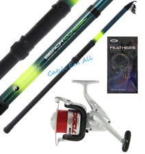 Telescopic Beachcaster Fishing Rod 12ft 3.6m Rod & Reel Combo with Feathers