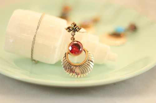 Ruby zircon necklace for - &,