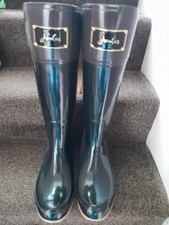 Ladies Joules Black Glossy  wellingtons Size 6 New.