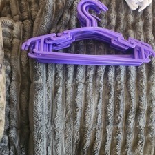 Small Hangers Lot Of 10 purple Plastic Baby, Doll Or Lingerie Closet Home