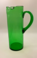 Green Glass Tall Jug Pitcher
