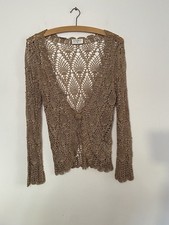 Vintage Kaliko Shimmery Gold Crochet Knit Fairycore Cardigan in Size 8-10