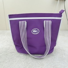 Lacoste Tote Bag Purple Zip Preppy Beach Golf Summer Handbag Vintage Style