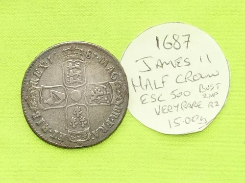 1687 silver half crown - 1687,
