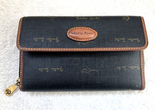 MARTA PONTI - LUXURY WALLET / PURSE - BLACK & TAN REAL LEATHER - FREE POST
