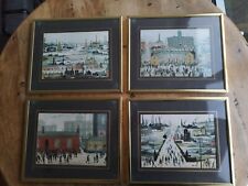 LS LOWRY SET OF 4 FRAMED PRINTS, COMING OUT OF SCHOOL, VE DAY, THE CANAL BRIDGE.