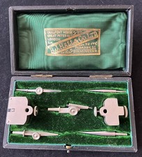 Vintage B.J.Hall & Co.Ltd Draftsman’s Beam Compass Trammel Head Set Original Box